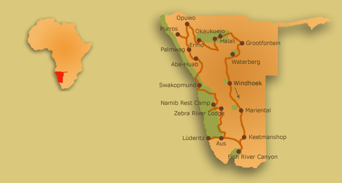 carte de Namibie