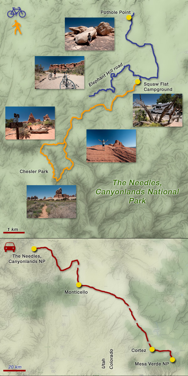carte des Needles et de Mesa Verde aux Needles