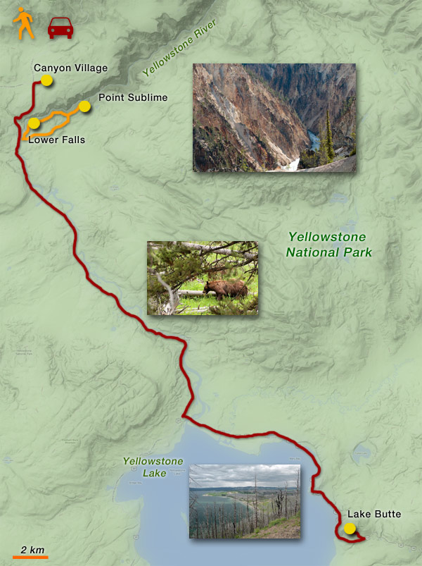 carte du parc de Yellowstone