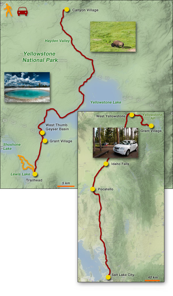 carte du parc de Yellowstone